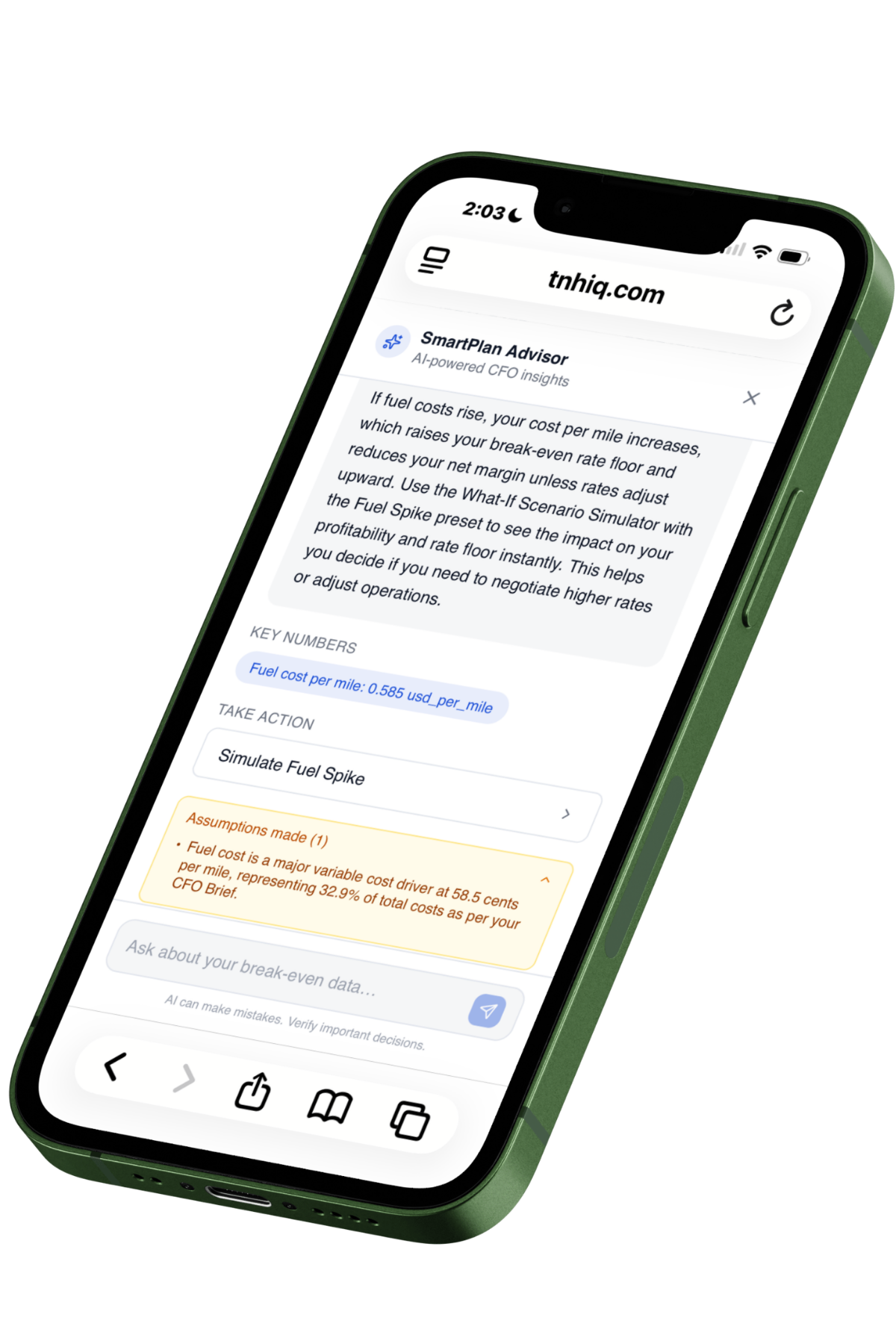 TNH IQ SmartPlan AI Advisor on mobile